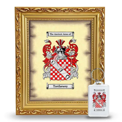 Trethewey Framed Coat of Arms and Keychain - Gold