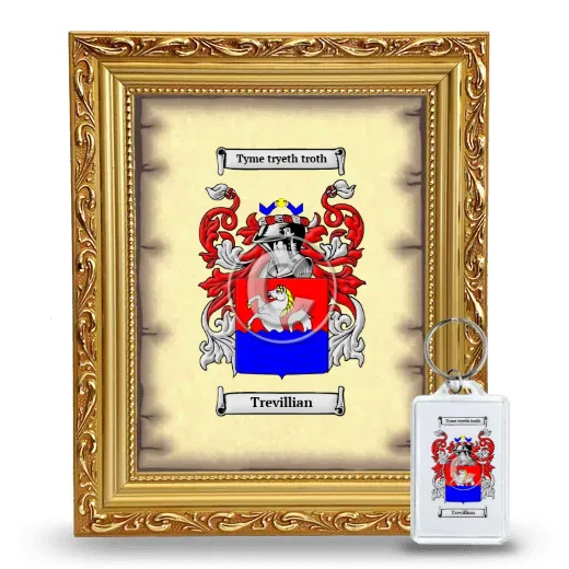 Trevillian Framed Coat of Arms and Keychain - Gold