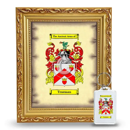 Trueman Framed Coat of Arms and Keychain - Gold