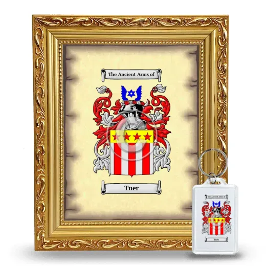 Tuer Framed Coat of Arms and Keychain - Gold