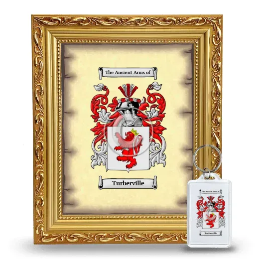 Turberville Framed Coat of Arms and Keychain - Gold
