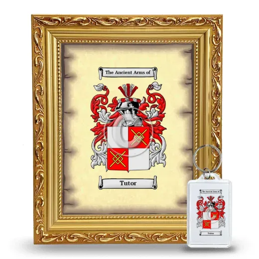 Tutor Framed Coat of Arms and Keychain - Gold