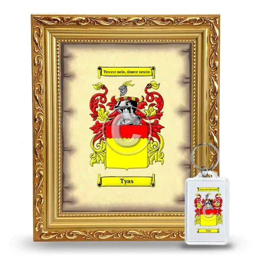 Tyas Framed Coat of Arms and Keychain - Gold