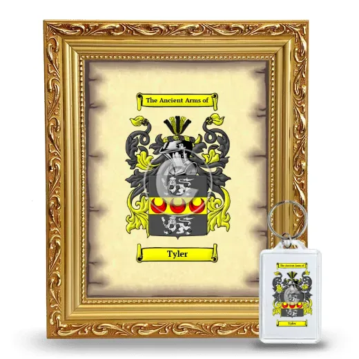 Tyler Framed Coat of Arms and Keychain - Gold