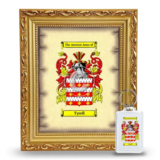 Tyrell Framed Coat of Arms and Keychain - Gold