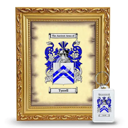 Tyrrell Framed Coat of Arms and Keychain - Gold