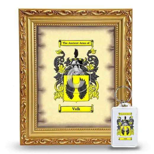Valk Framed Coat of Arms and Keychain - Gold