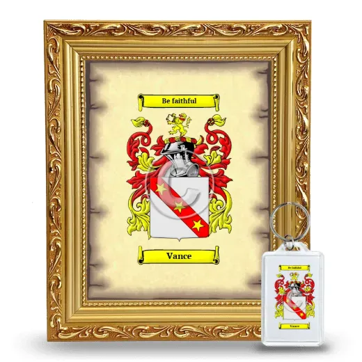 Vance Framed Coat of Arms and Keychain - Gold