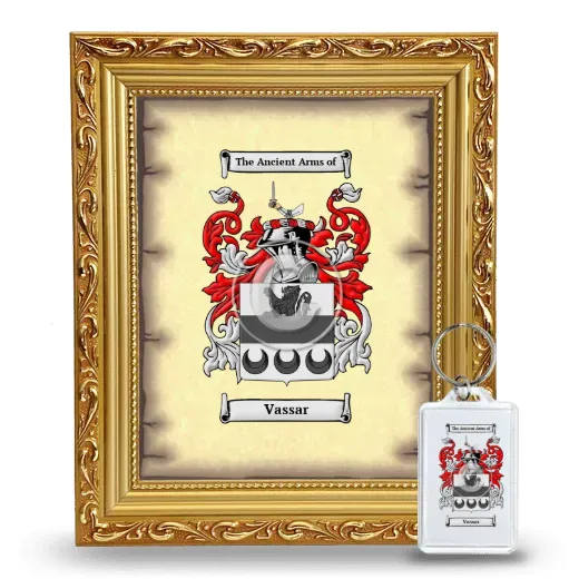 Vassar Framed Coat of Arms and Keychain - Gold