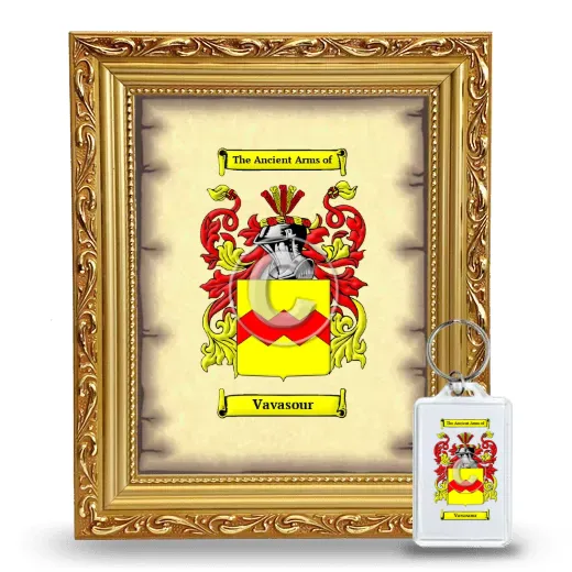 Vavasour Framed Coat of Arms and Keychain - Gold