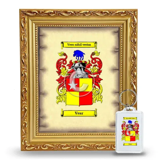 Vear Framed Coat of Arms and Keychain - Gold