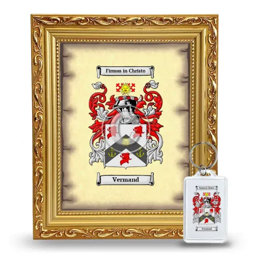 Vermand Framed Coat of Arms and Keychain - Gold