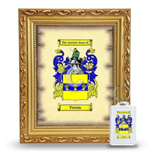 Vernin Framed Coat of Arms and Keychain - Gold