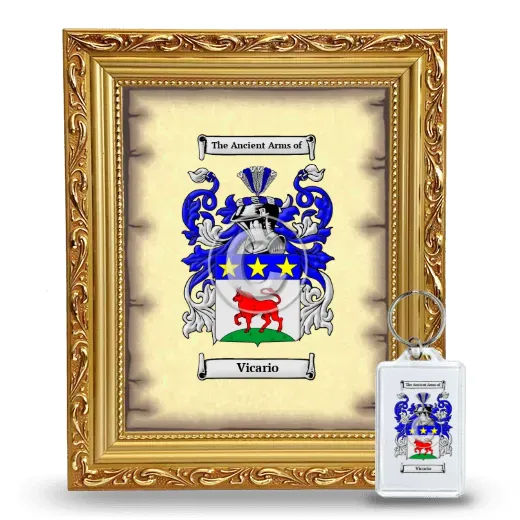 Vicario Framed Coat of Arms and Keychain - Gold