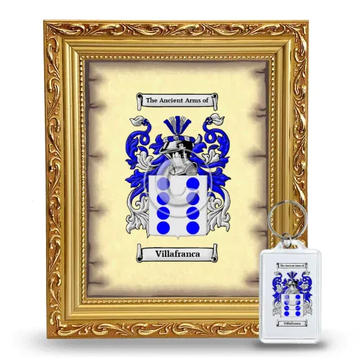 Villafranca Framed Coat of Arms and Keychain - Gold
