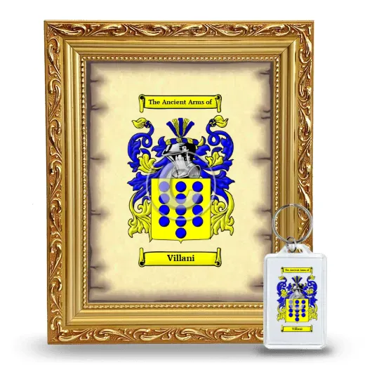 Villani Framed Coat of Arms and Keychain - Gold