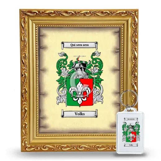 Volks Framed Coat of Arms and Keychain - Gold
