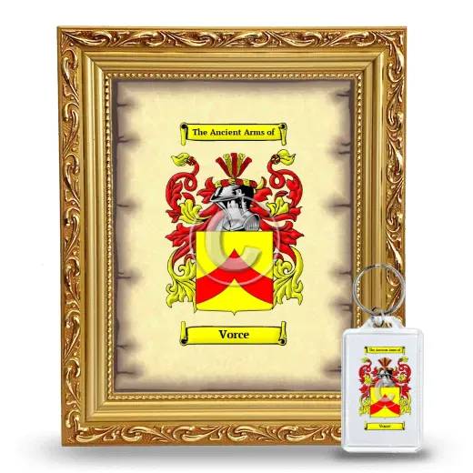 Vorce Framed Coat of Arms and Keychain - Gold