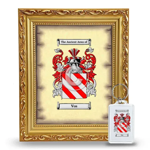 Vos Framed Coat of Arms and Keychain - Gold