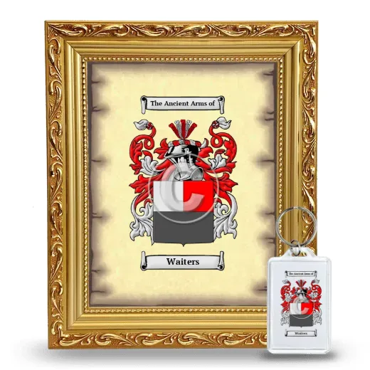 Waiters Framed Coat of Arms and Keychain - Gold