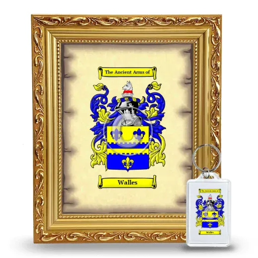 Walles Framed Coat of Arms and Keychain - Gold