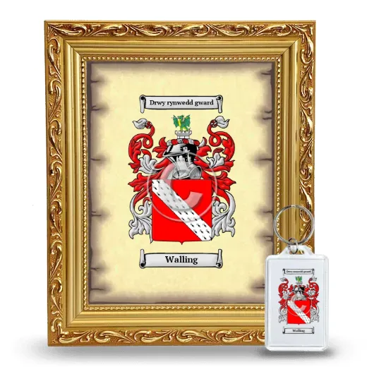 Walling Framed Coat of Arms and Keychain - Gold