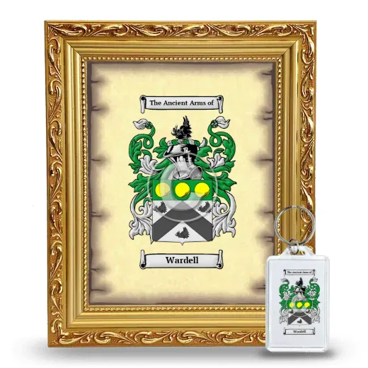 Wardell Framed Coat of Arms and Keychain - Gold