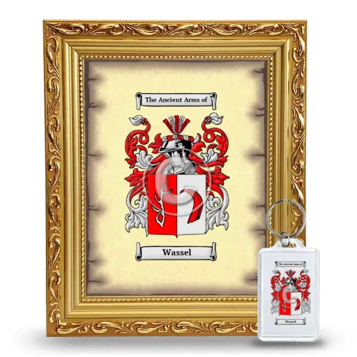 Wassel Framed Coat of Arms and Keychain - Gold