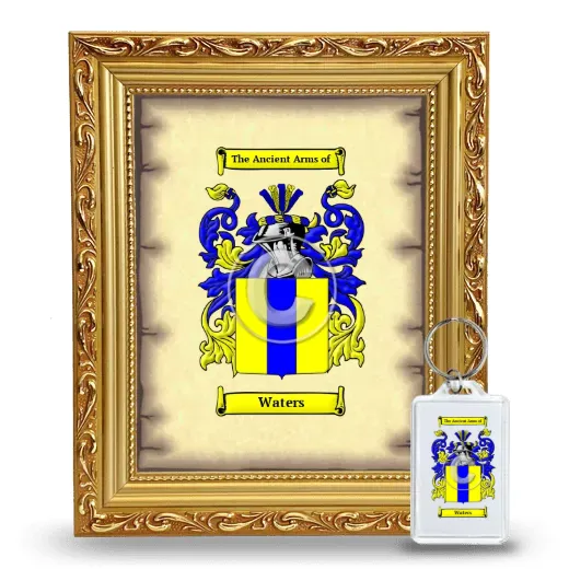 Waters Framed Coat of Arms and Keychain - Gold