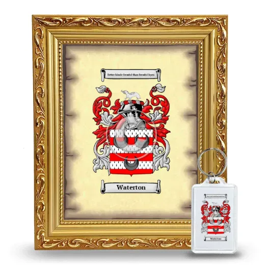 Waterton Framed Coat of Arms and Keychain - Gold
