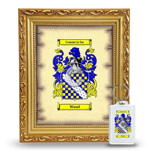 Waud Framed Coat of Arms and Keychain - Gold