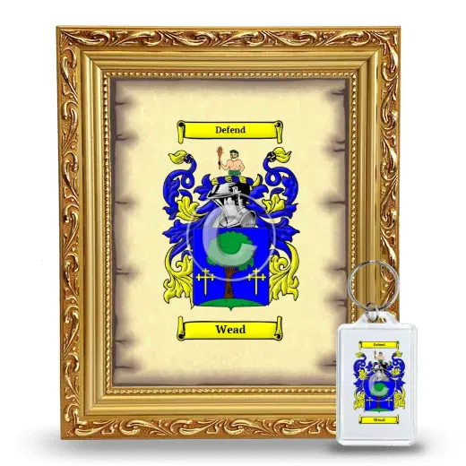 Wead Framed Coat of Arms and Keychain - Gold