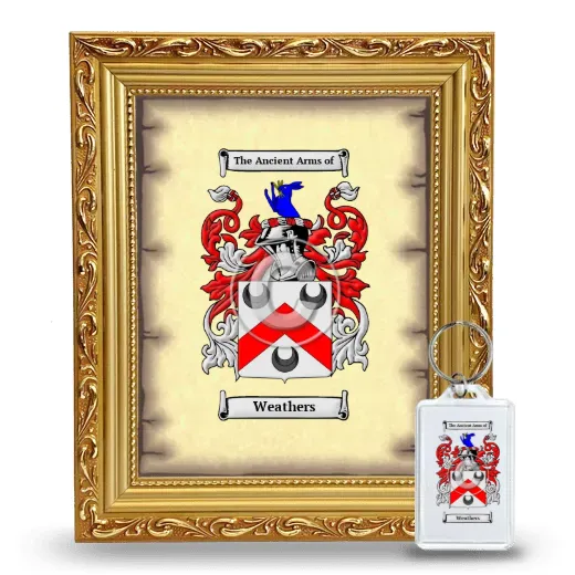 Weathers Framed Coat of Arms and Keychain - Gold