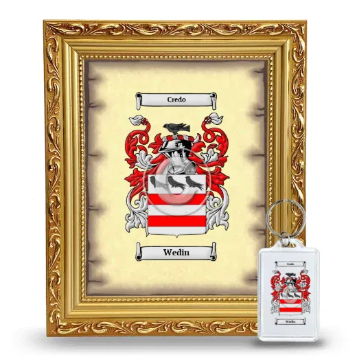 Wedin Framed Coat of Arms and Keychain - Gold