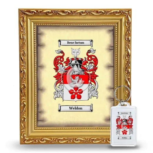 Weldon Framed Coat of Arms and Keychain - Gold