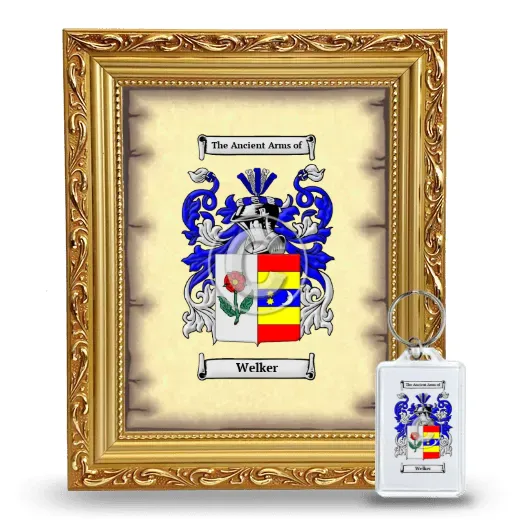Welker Framed Coat of Arms and Keychain - Gold