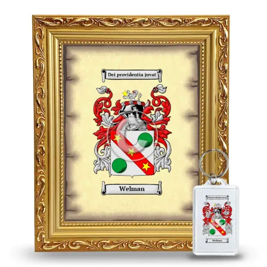 Welman Framed Coat of Arms and Keychain - Gold