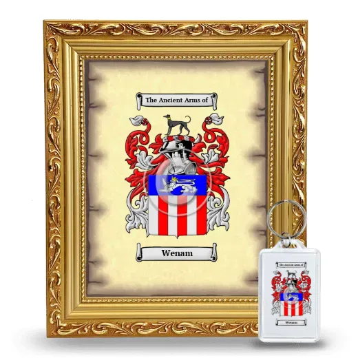 Wenam Framed Coat of Arms and Keychain - Gold