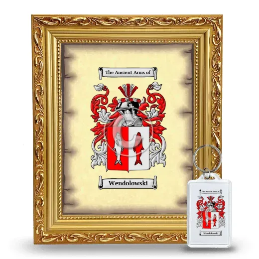 Wendolowski Framed Coat of Arms and Keychain - Gold