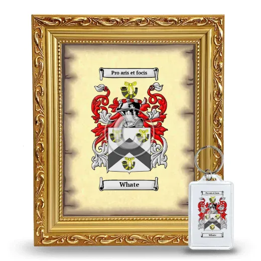 Whate Framed Coat of Arms and Keychain - Gold