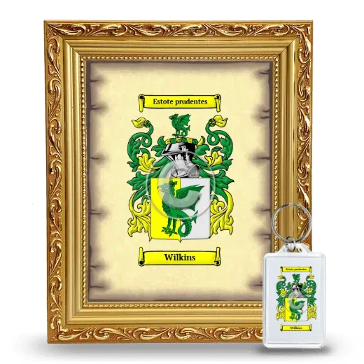 Wilkins Framed Coat of Arms and Keychain - Gold