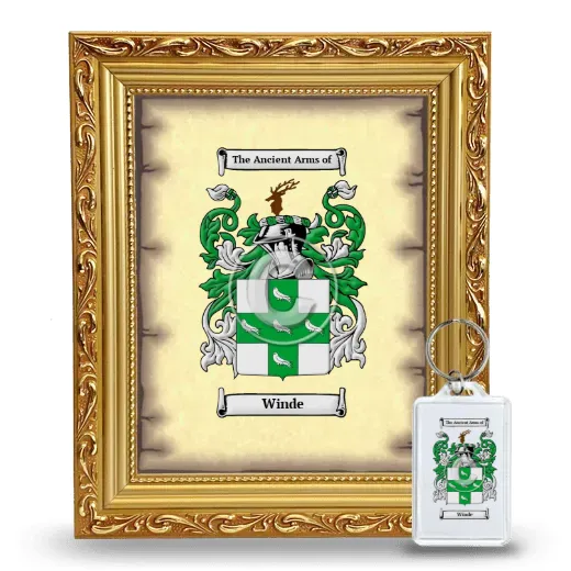 Winde Framed Coat of Arms and Keychain - Gold