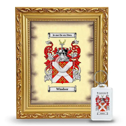 Windsor Framed Coat of Arms and Keychain - Gold