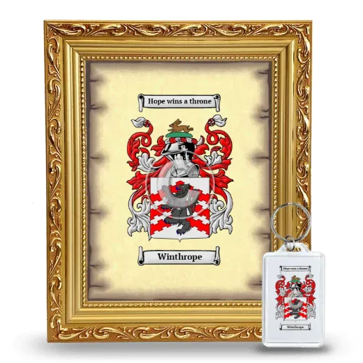 Winthrope Framed Coat of Arms and Keychain - Gold