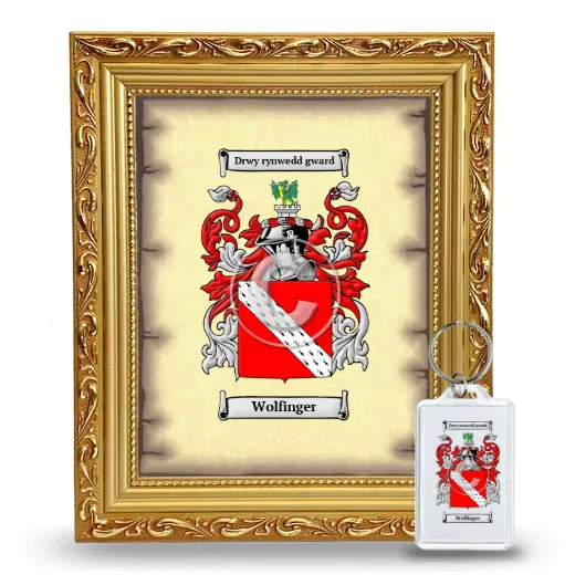 Wolfinger Framed Coat of Arms and Keychain - Gold