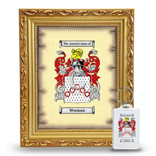 Worman Framed Coat of Arms and Keychain - Gold