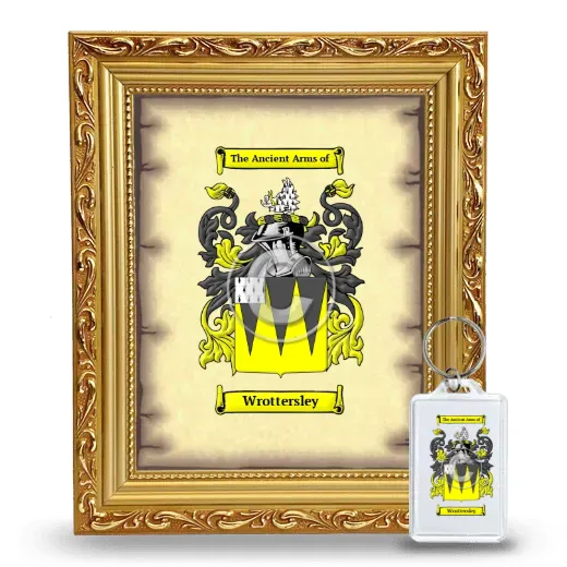 Wrottersley Framed Coat of Arms and Keychain - Gold