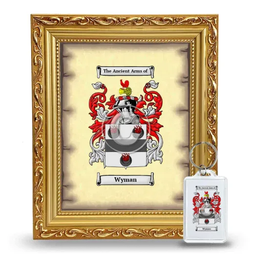 Wyman Framed Coat of Arms and Keychain - Gold