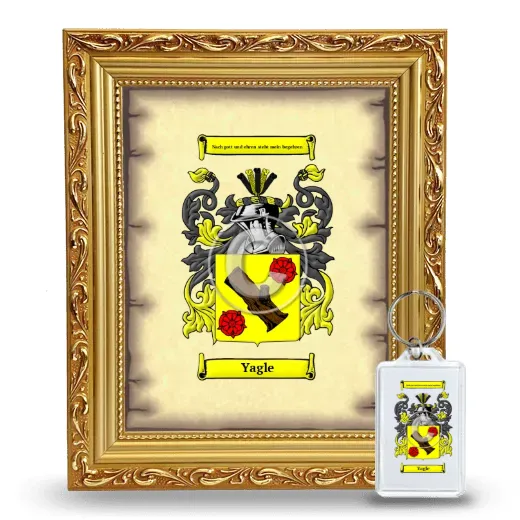 Yagle Framed Coat of Arms and Keychain - Gold