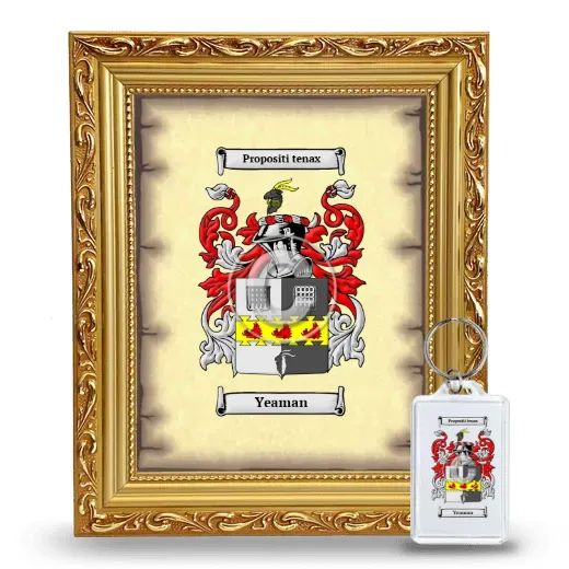 Yeaman Framed Coat of Arms and Keychain - Gold